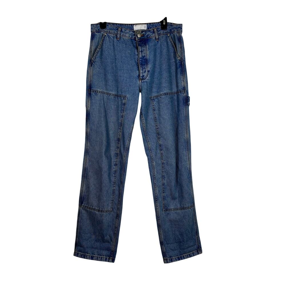 ASOS Design Double Knee Baggy Jeans Blue Denim Worker Pants W32 L32 Mens